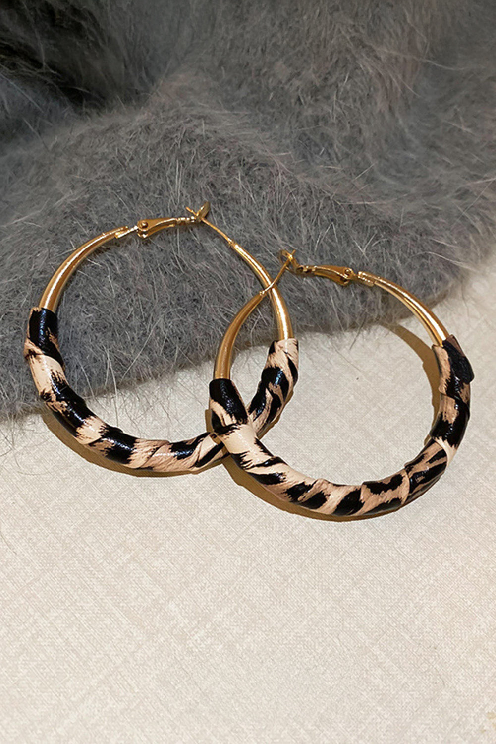 Gold Leopard Large Hoop Earrings