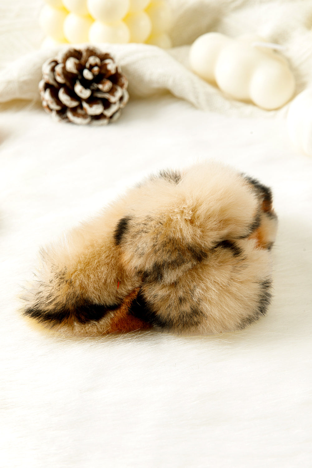 Thai Curry Leopard Fluffy Plush Hair Claw Clip