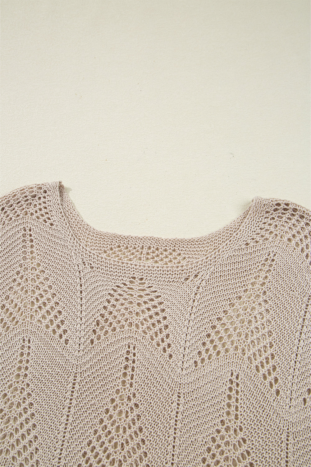 Parchment Hollow Out Knit 3/4 Sleeve Casual Sweater
