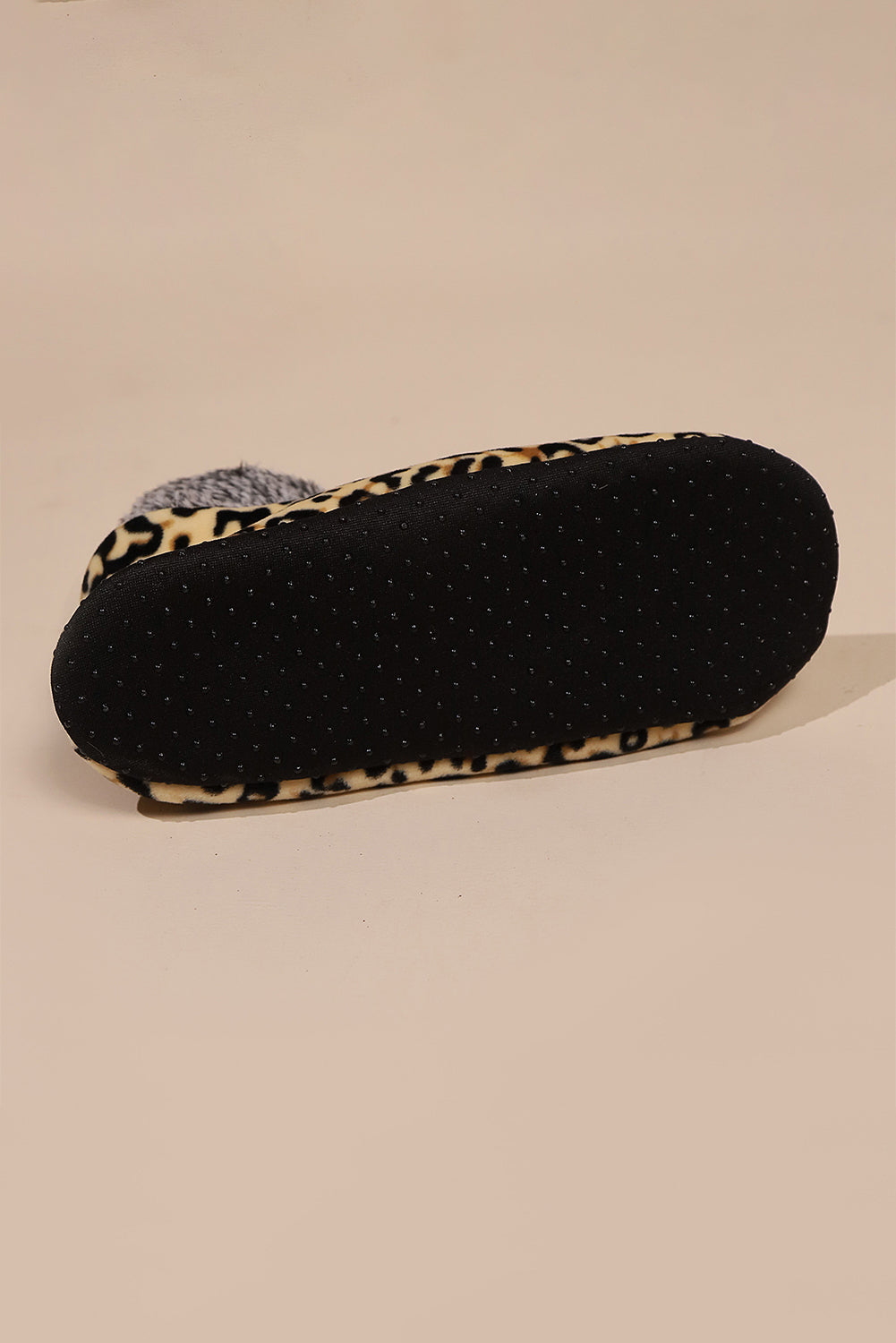 Beige Leopard Print Anti Skid Warm Slipper Socks