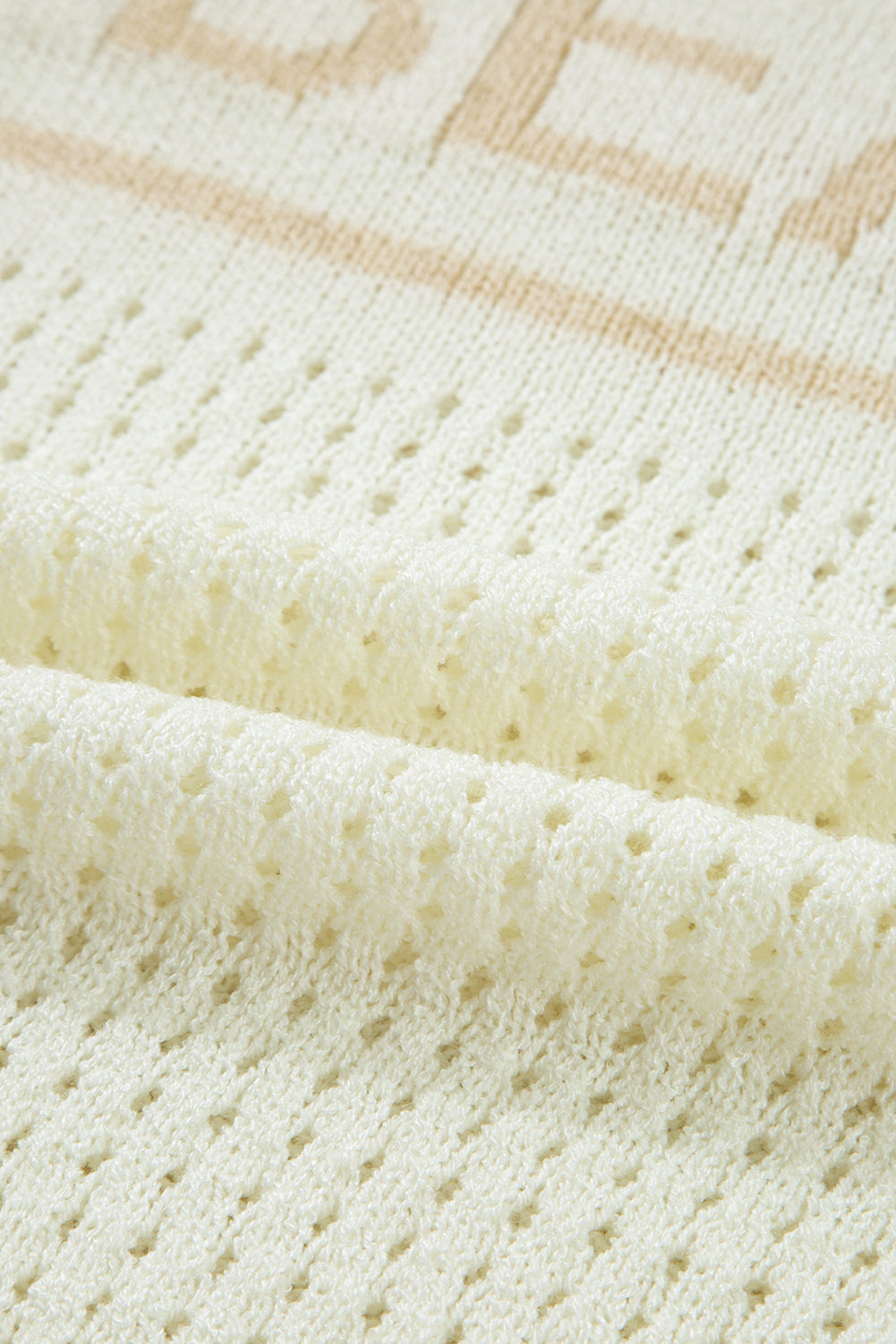 White BEACH Hollow Out Knitted Lightweight Dolman Sweater