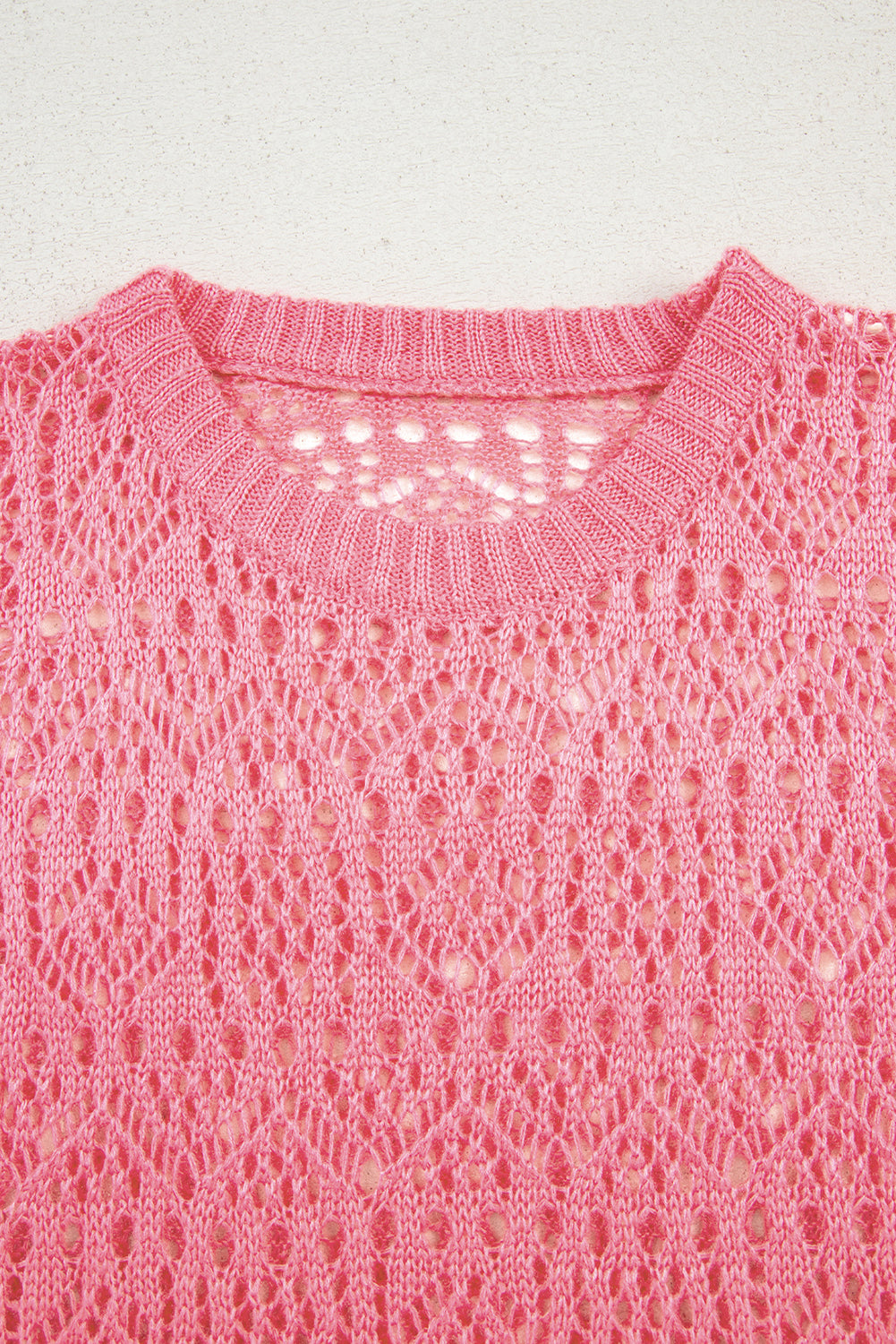 Sachet Pink Plain Hollow Out Knitted Top