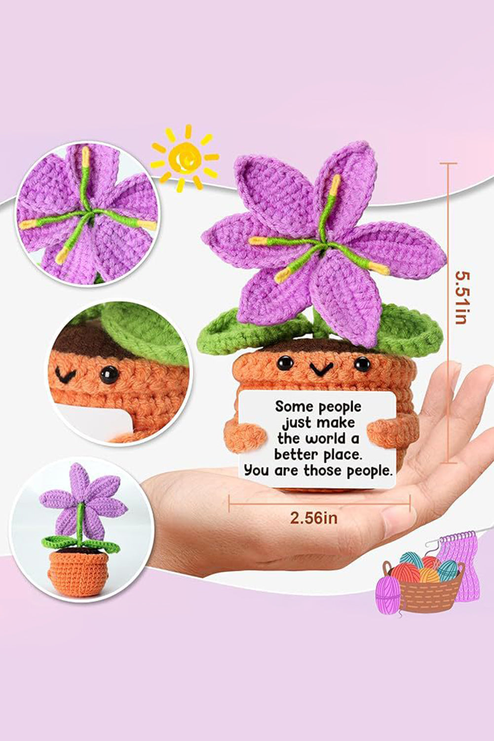Orchid Bouquet Emotional Support Crochet Flower Pot Home Decoration