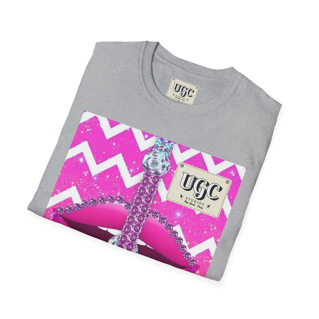 Unisex Softstyle T-Shirt UGC designer Brand Womens or Mens Pink Lips