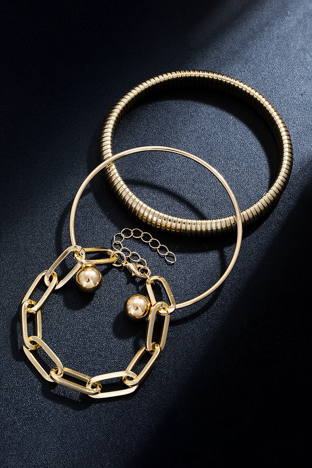 Gold 3pcs Minimalist Stackable Bracelet Set