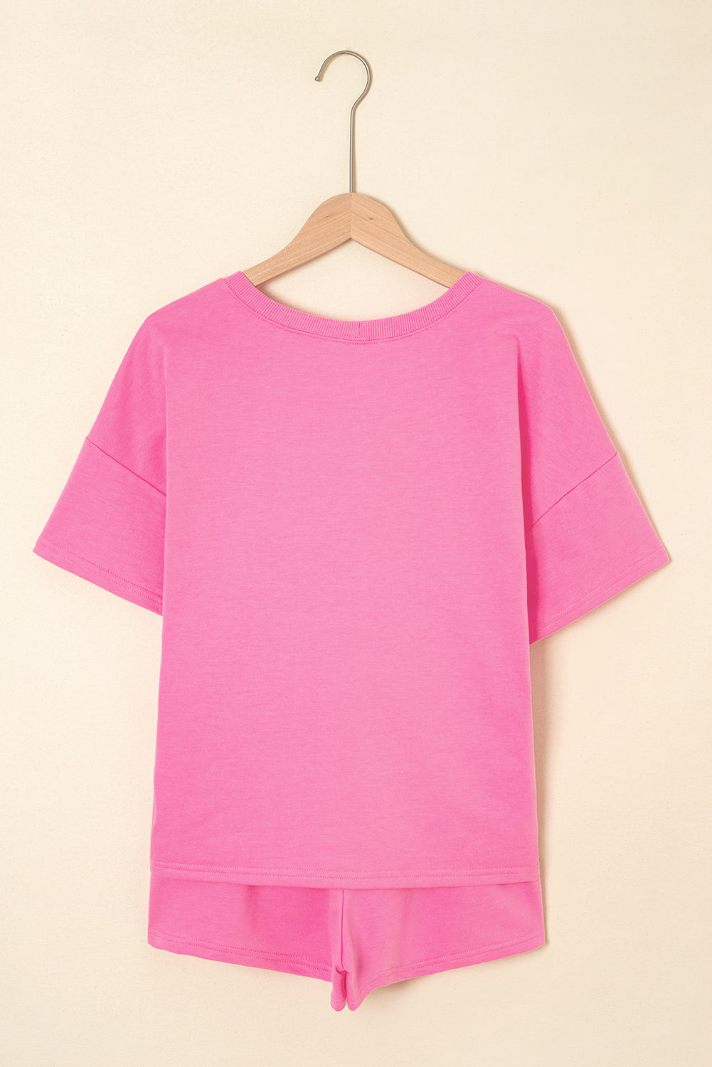 Bonbon Halloween Pumpkin Pattern Sequins Patch V Neck Tee and Drawstring Shorts Set