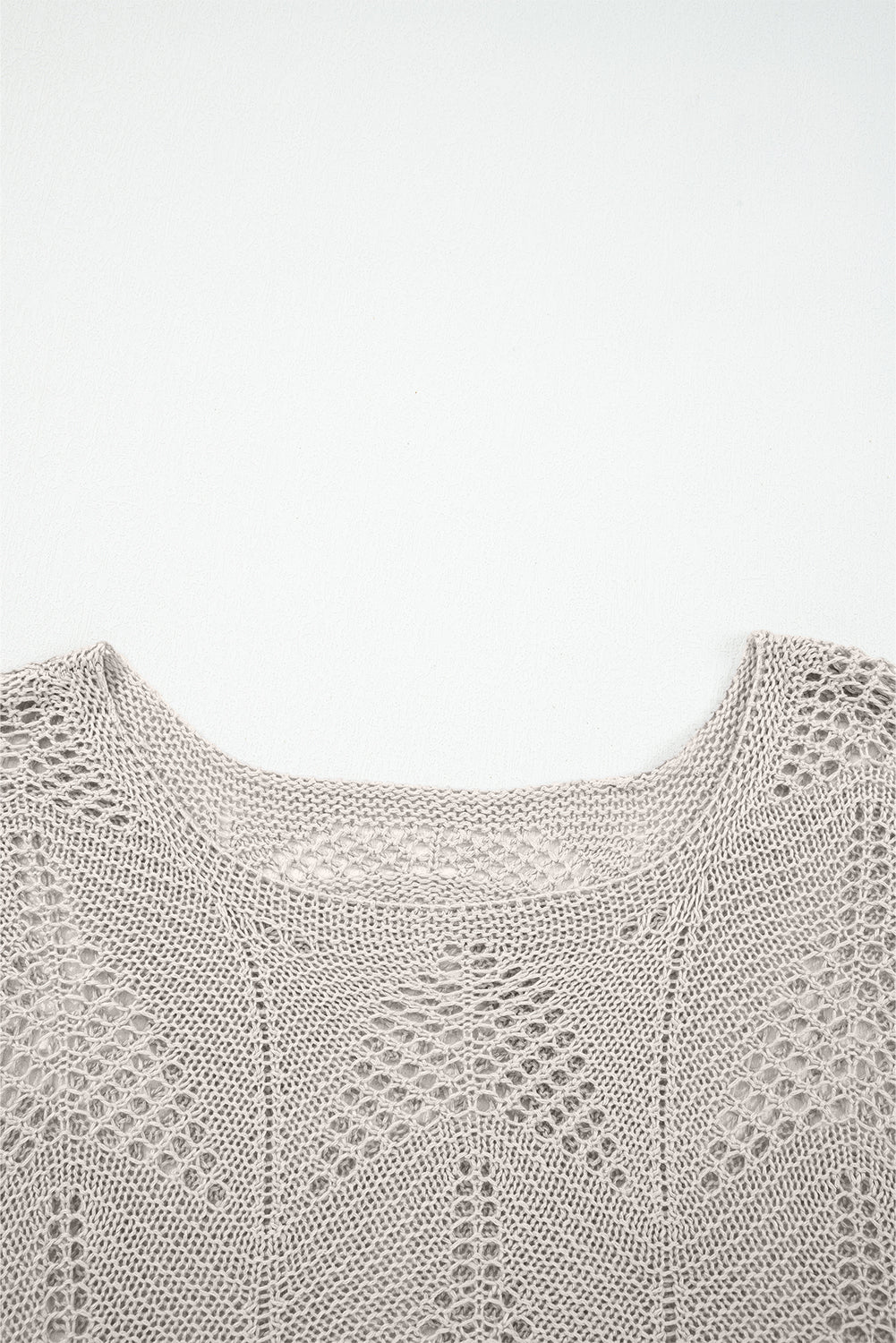 Seagrass Hollow Out Knit 3/4 Sleeve Loose Sweater