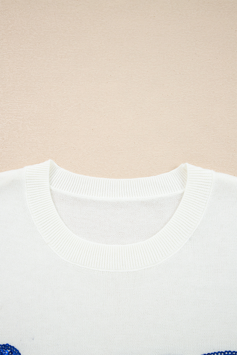 White Sequins GAME DAY Graphic Round Neck Sweater