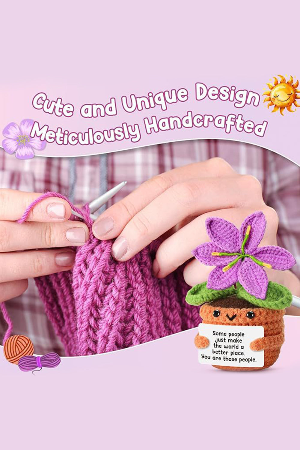 Orchid Bouquet Emotional Support Crochet Flower Pot Home Decoration