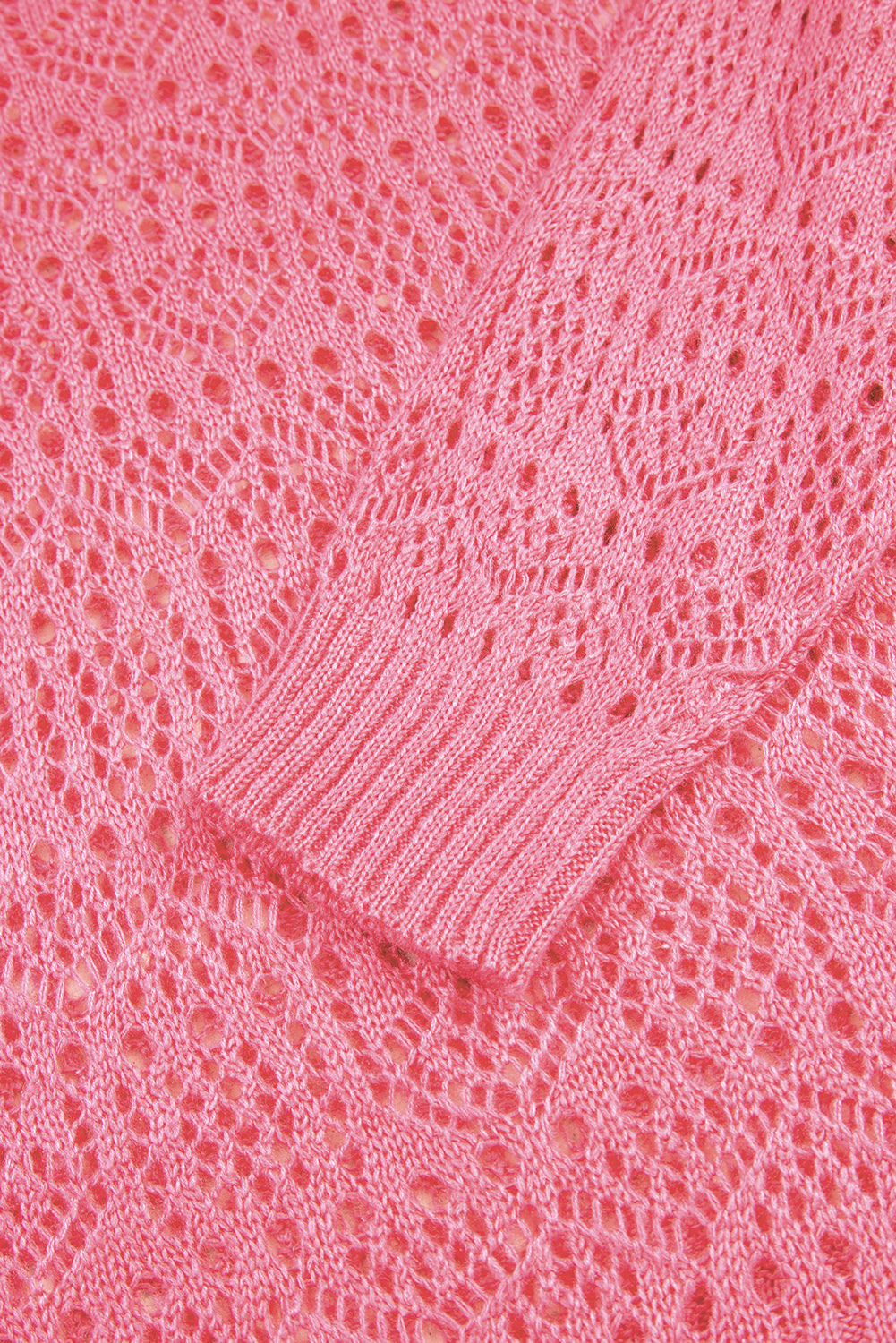 Sachet Pink Plain Hollow Out Knitted Top