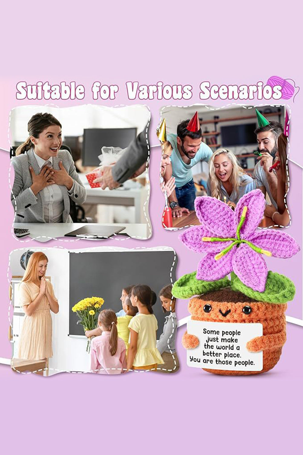 Orchid Bouquet Emotional Support Crochet Flower Pot Home Decoration