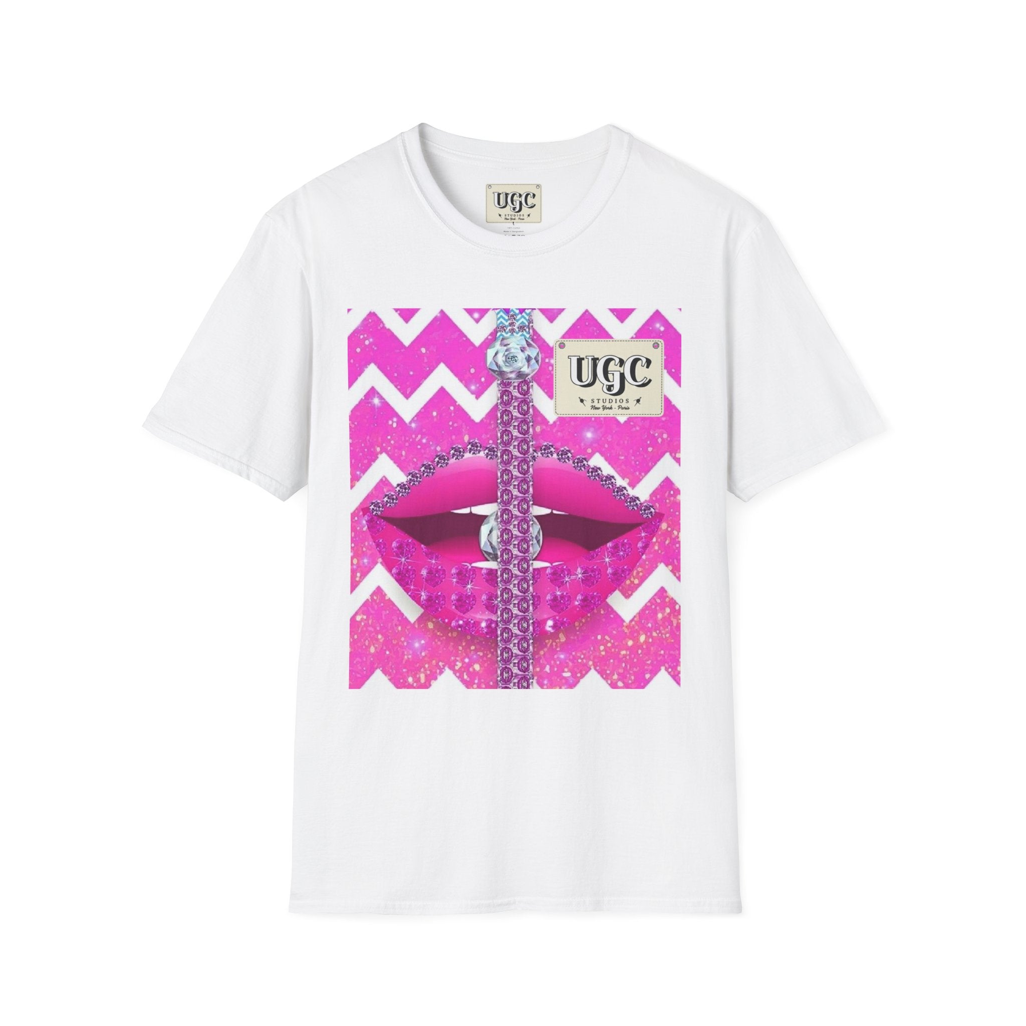 Unisex Softstyle T-Shirt UGC designer Brand Womens or Mens Pink Lips