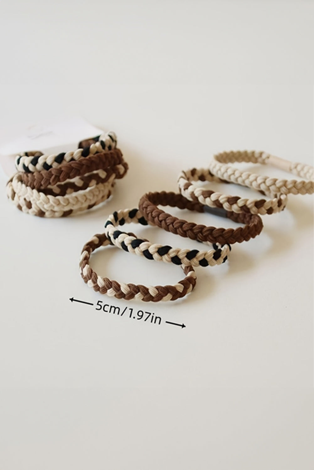 Khaki 5Pcs Braided Elastic Hair Tie