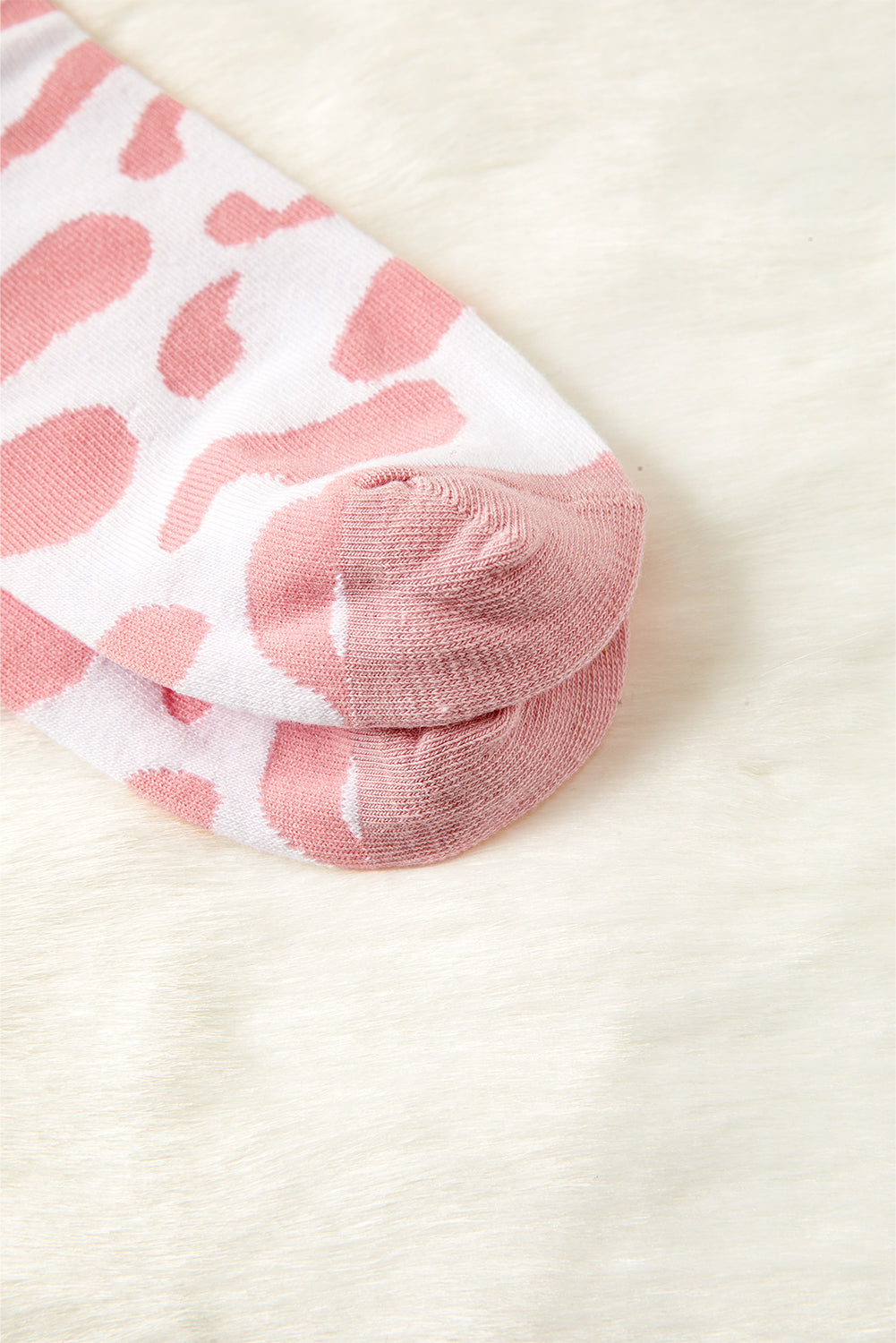 Pink Cow Print Fashion Crew Socks