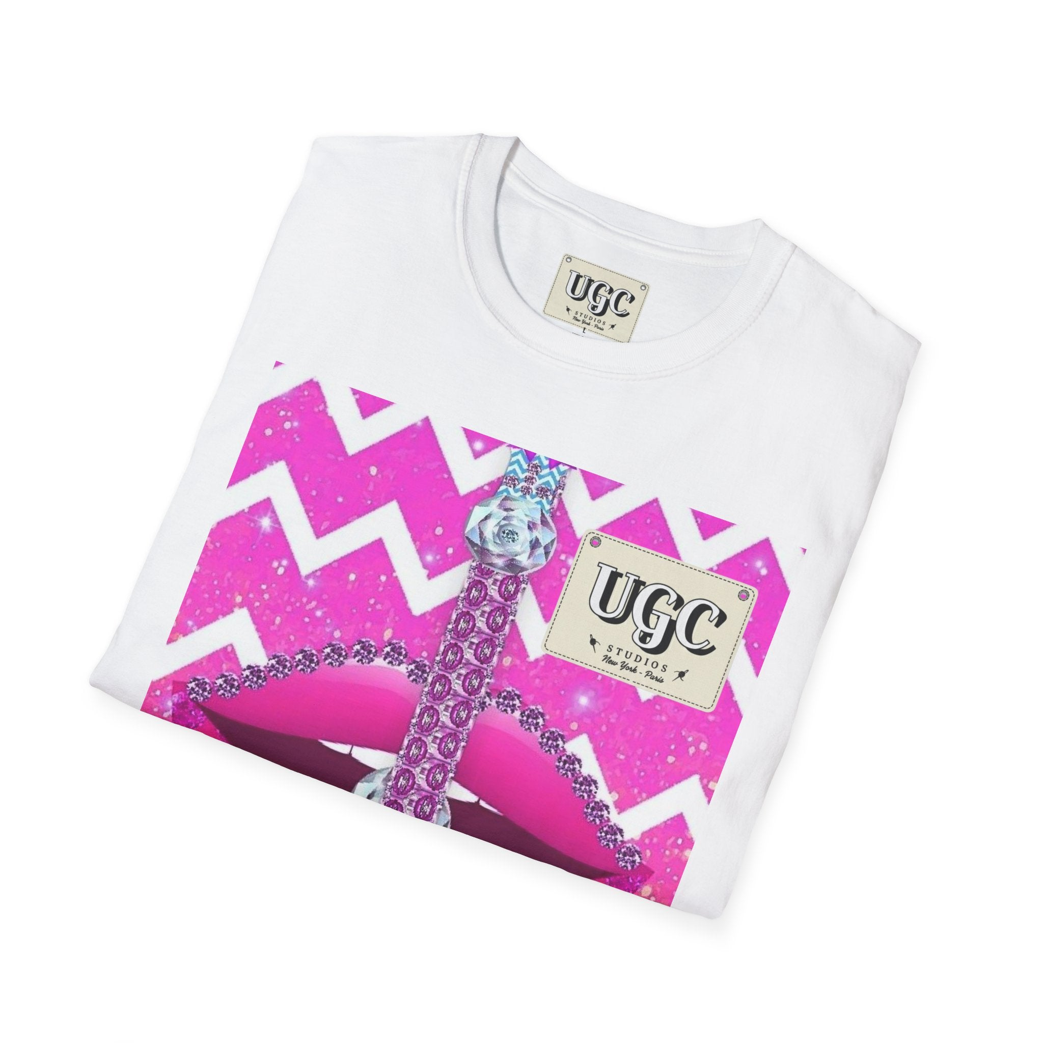 Unisex Softstyle T-Shirt UGC designer Brand Womens or Mens Pink Lips