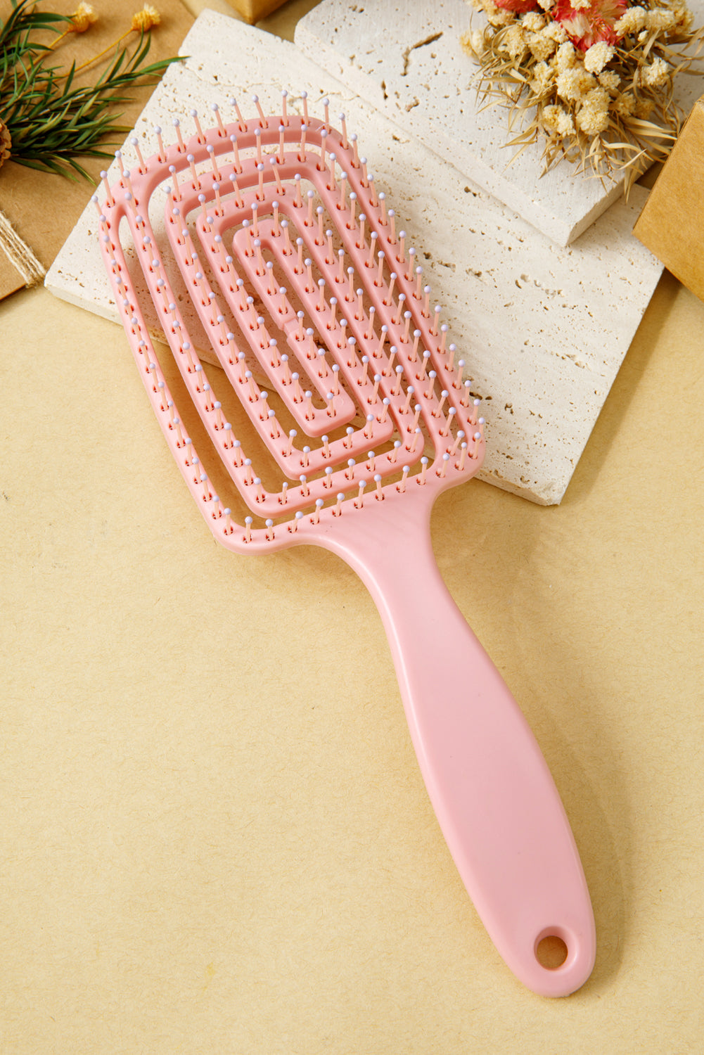 Gossamer Pink Detangling Hollow Out Hair Comb