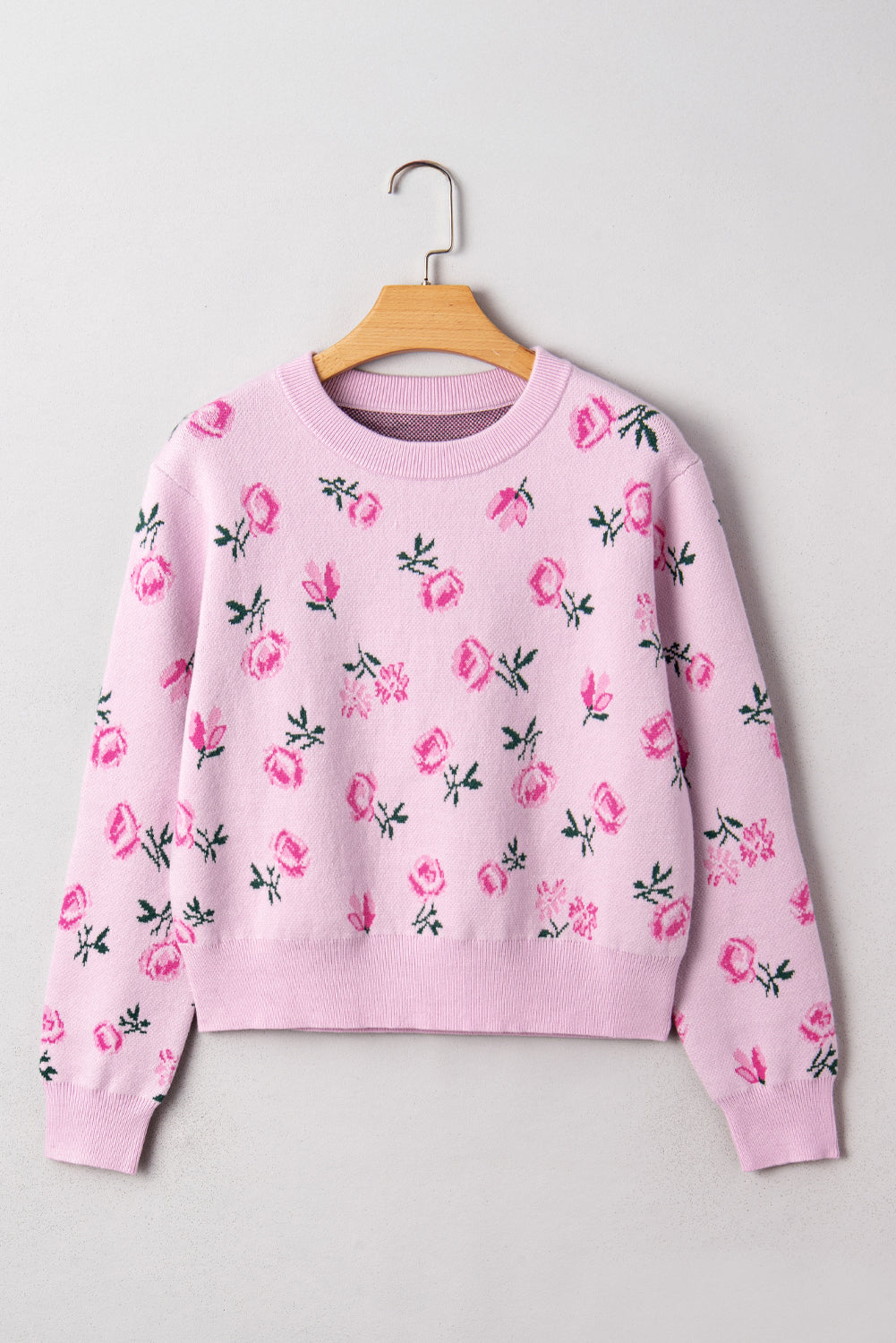 Delicacy Sweet Floral Print Drop Shoulder Cropped Sweater