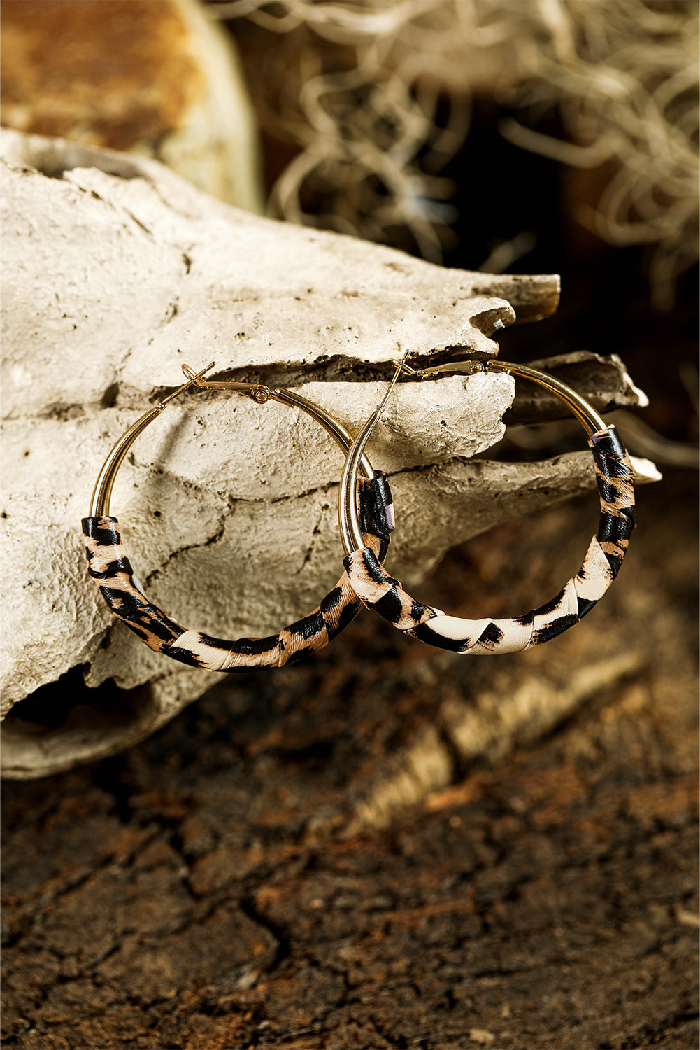 Gold Leopard Large Hoop Earrings