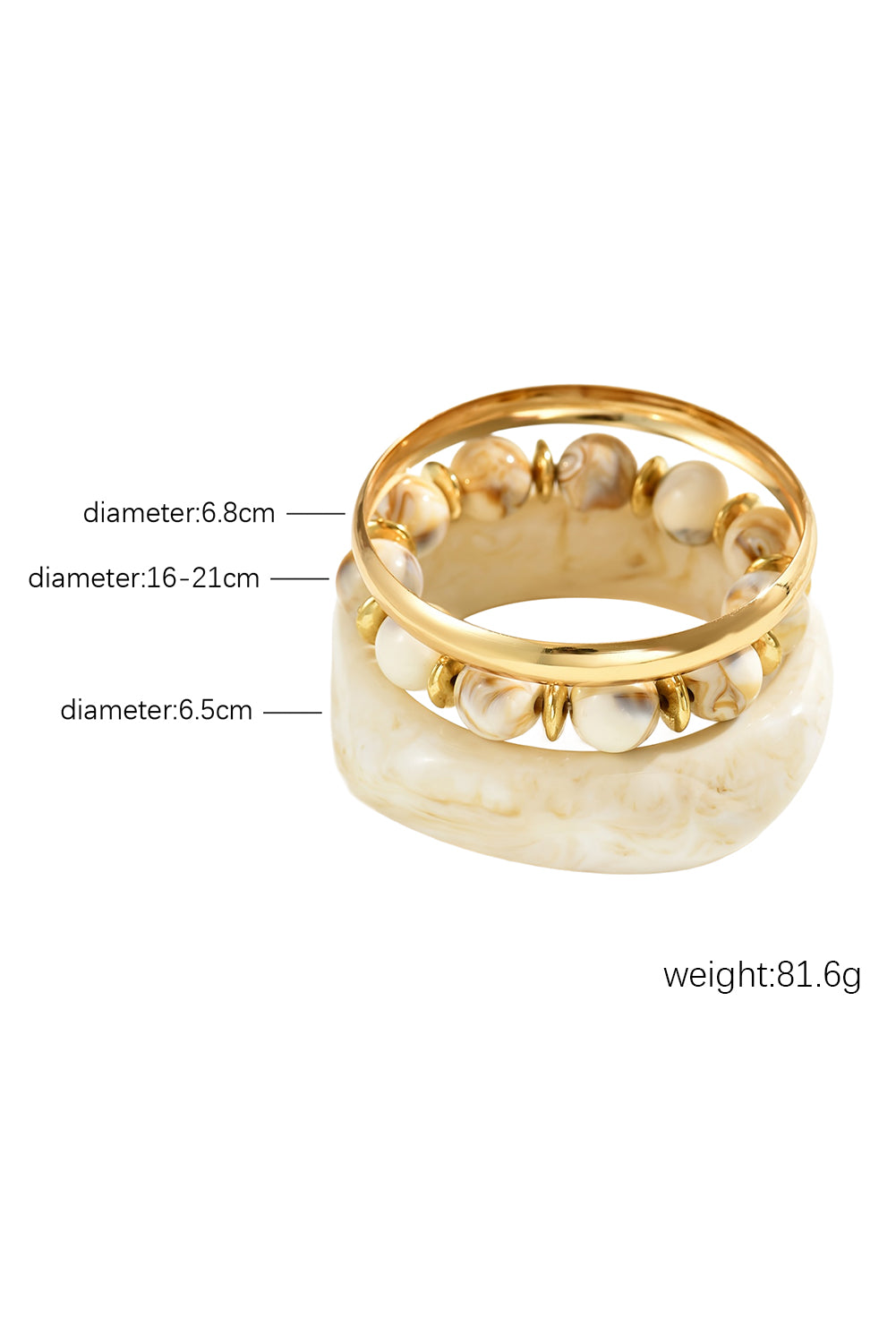 White Sand Beach Resin Bangle 3pcs Bracelet Set