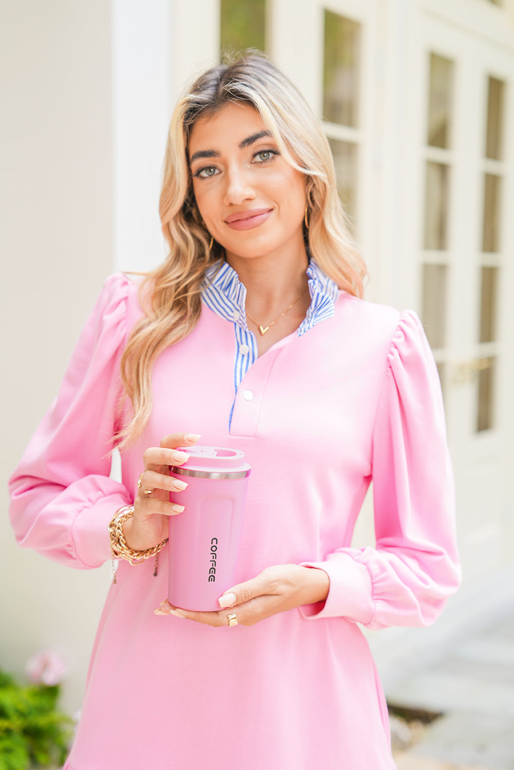 Pink Portable Travel Insulated Coffee Tumbler Cup