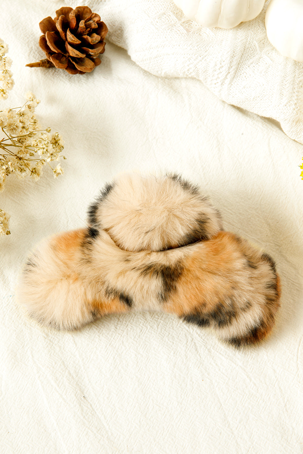 Thai Curry Leopard Fluffy Plush Hair Claw Clip