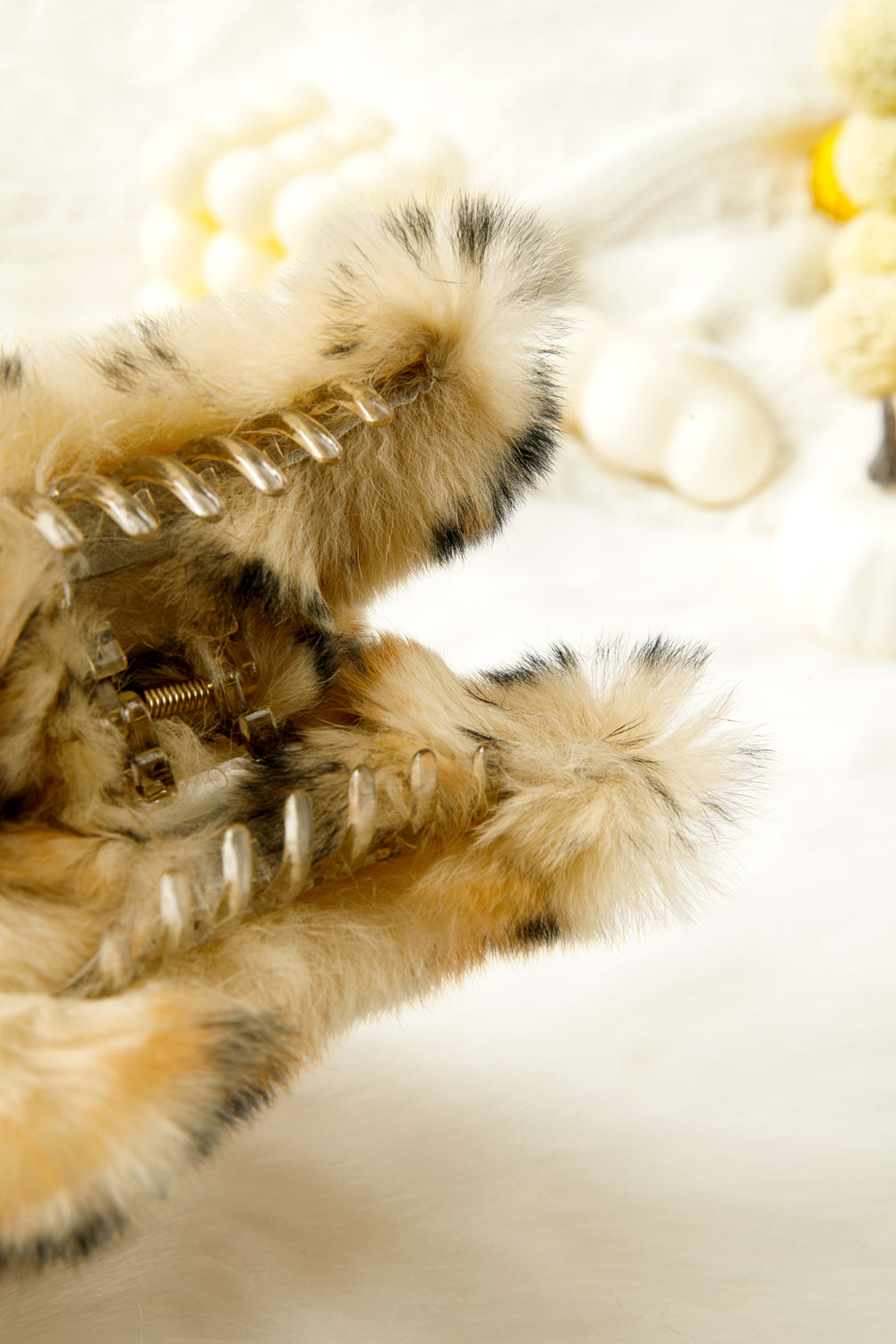 Thai Curry Leopard Fluffy Plush Hair Claw Clip