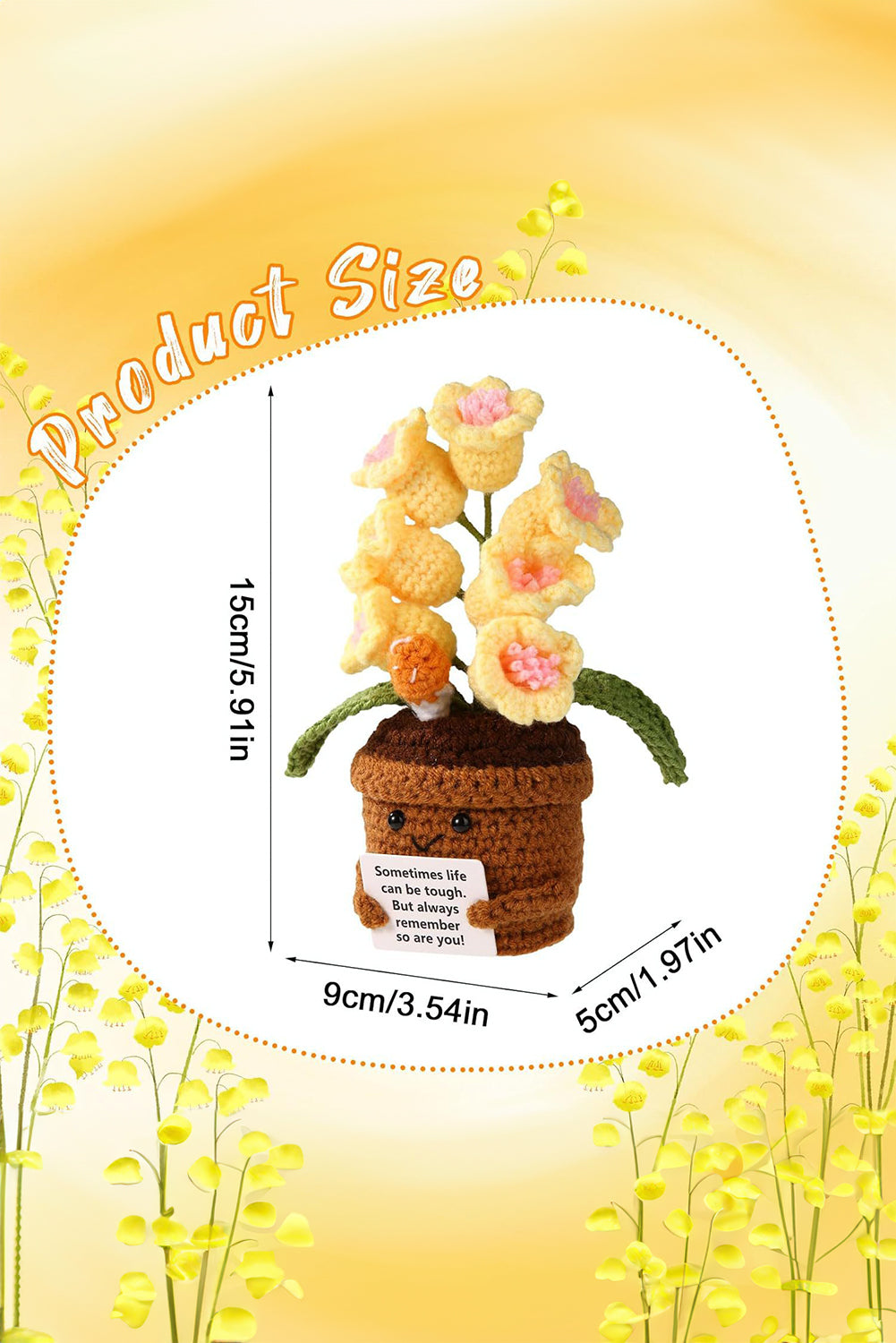 Yellow Positive Crochet Lily of the Valley Pot Home Decoration